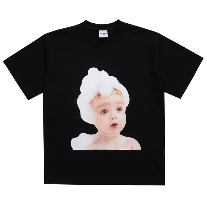 BABY FACE SHORT SLEEVE T-SHIRT BLACK BUBBLE SIZE 2