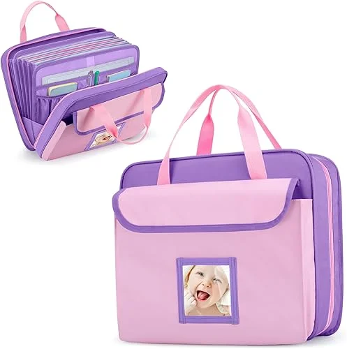 Baby File Organizer Baby Briefcase Hospital Document Folder for Newborn 9 Expandable Binder with Photo Name Areas