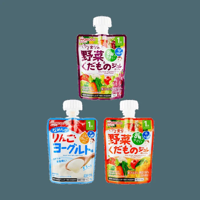 Baby Food Drinkable Yogurt For 1 year old+, 2.47 oz 【3 Flavors】Orange Apple Grapes