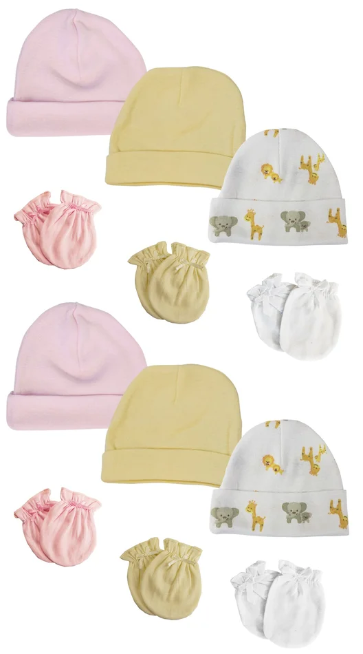 Baby Girls Caps and Mittens (Pack of 12)