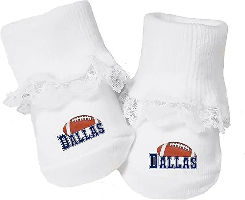 Baby Toe Bootie Socks with Lace for Dallas Fans