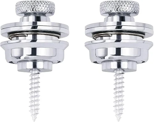 Banworks Quick-Release Locking Strap Buttons Flat Head Security Straplocks for Acoustic/Electric Guitars Pack of 2 JT/DSBDK-02 Chrome