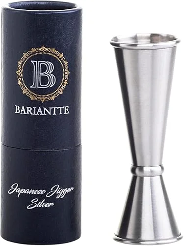 BARIANTTE Silver Double Jigger for Bartending, Cocktail Jigger 2 oz 1 oz, Cocktail Measuring Cup Japanese Jigger Shot Measure Jiggers, Bar Measuring Tools Bar Jigger with Measurements Inside