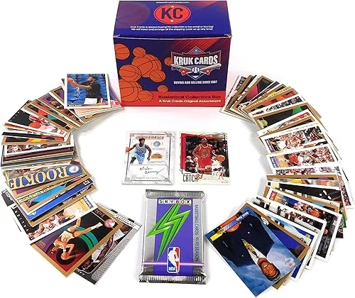 Basketball Card Gift Box | 1 Hit: Auto, Relic, or Numbered, 1 Superstar, Sealed Pack, 100 Assorted Basketball Cards | Rookie, Hall of Famers | Perfect Sports Card Gift for Collectors