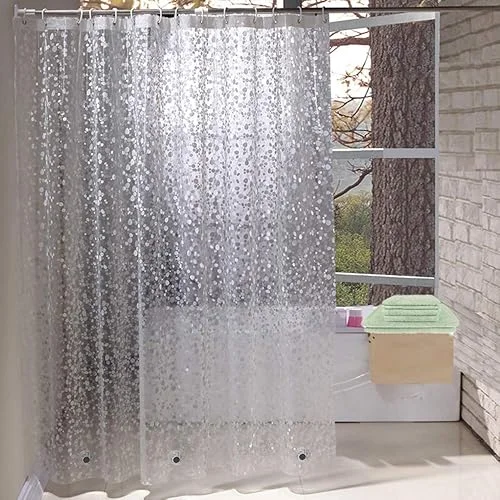 Bathroom Extra Long Shower Curtain Liner 84 Inches, Weighted 72×84 Inch Liner with 5 Magnets, Heavy Duty, Semi Transparent, Cobblestone