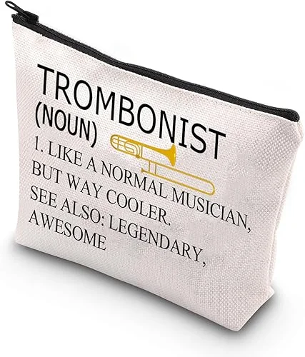 BDPWSS Trombone Player Gift Trombonist Makeup Bag Trombone Musician Gift Music Instrument Gift Orchestra Music Lover Gift (Trombonist noun)