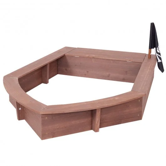 Beach Toy Sandboat Captain Series Cedar Sandbox