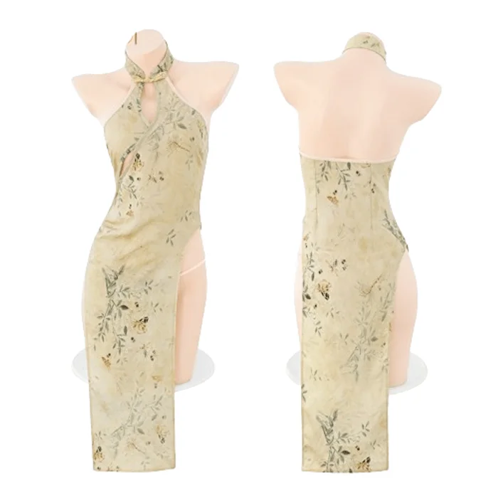 Beautiful And Fragrant High-slit Buttocks-revealing Cheongsam Sexy Underwear Sexy Hollow Ancient Style Pajamas