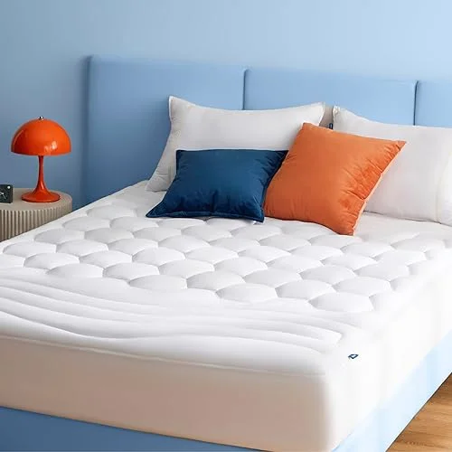 Bedsure Twin Size Mattress Pad Cover – Soft Quilted Fitted Mattress Topper Padded with 8-21 Inches Deep Pocket, Noiseless Bed Protector, Machine Washable, White,39×75 Inches