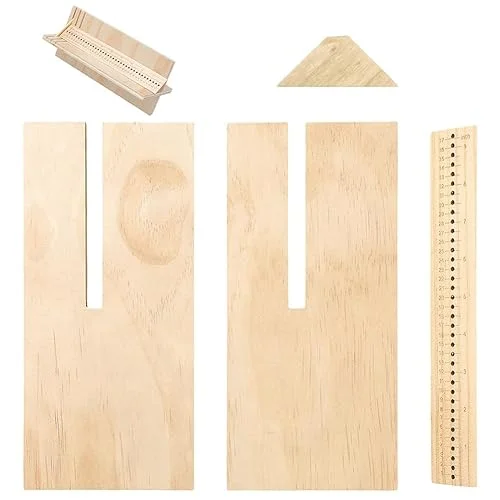 BENECREAT 9 Inch Wood Bookbinding Punching Tool, Pine Book Binding Cradle, Book Binding Supplies for DIY Notebook Journals Planners, Bookbinding Beginner Tool for Equal Distances