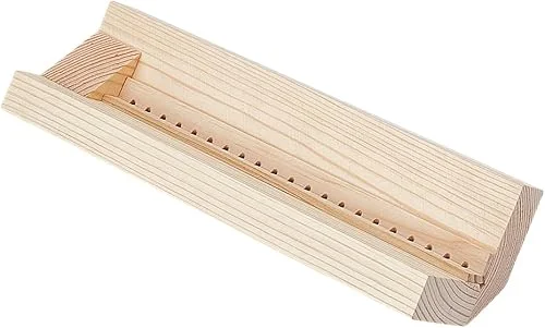 BENECREAT Antique White Wood Bookbinding Punching Cradle with Piercing Guide, 9.6×2.6×2.5inch Book Binding Tool for Used to Make Sample Kits, Hole: 3.5mm