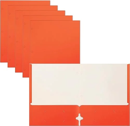 Better Office Products Two Pocket Portfolio Folders, 50-Pack, Orange, Letter Size Paper Folders, 50 Pieces, Orange
