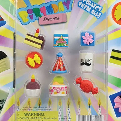 Birthday Party Erasers 1″Capsules