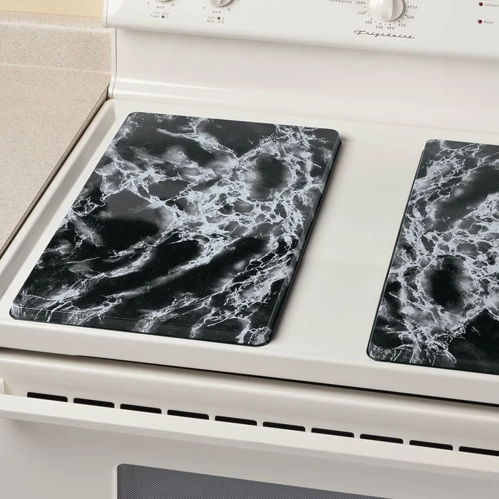 Black Marble Burner Covers Set of 2