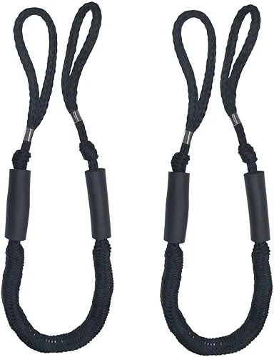 Bling Bling Bungee Dock Line Mooring Rope 3.5 ft Black 2 Pack