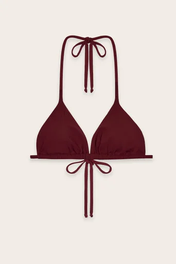 Block Colour Bikini Top – Burgundy