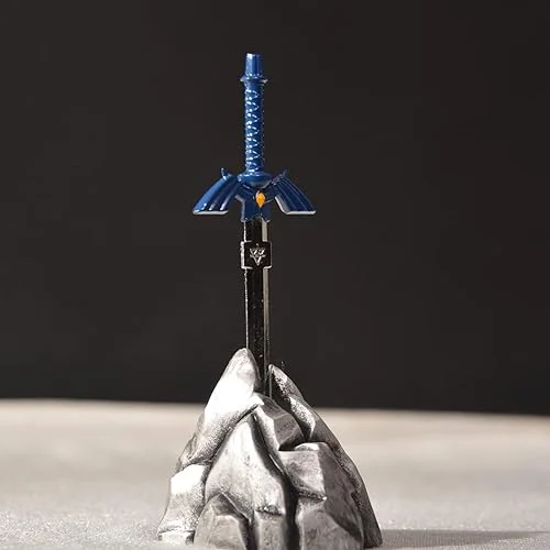 Blue Mini Sword Letter Opener with Volcano Shaped Base, PVC Material,for Table Decorations