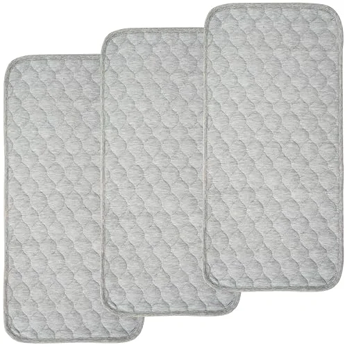 BlueSnail Quilted Thicker Waterproof Changing Pad Liners 3 Count(Gray 13” x 27”)