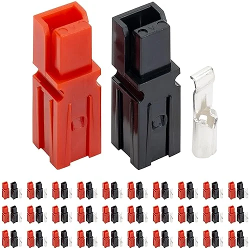 BlueStars 30 PCS Powerpole Connectors, Quick Disconnect Assortment Kit, Red & Black & Silver Housing, AWG 12-16, Heavy Duty Contact 600V 30A