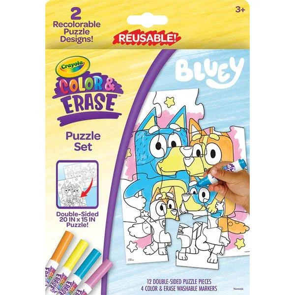 Bluey Color and Erase Reusable Puzzle Set