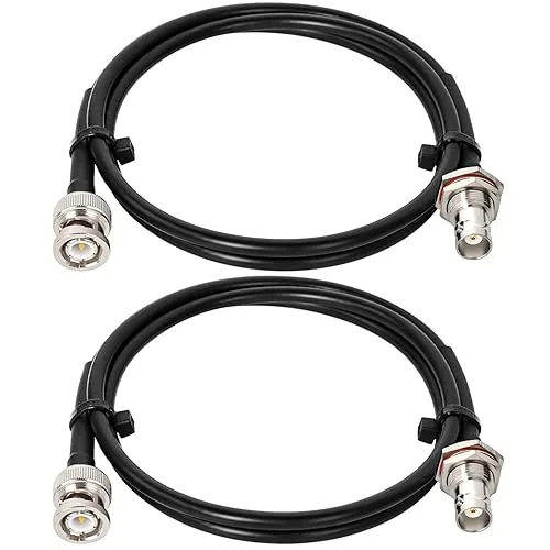BNC Cable – 2PCS 50 ohm RG58 BNC Male to Female Coax Cable Bulkhead 3FT Low Loss Antenna Extension Cable for CB Radio/VHF Ham Radio/Wireless Microphone/Antenna/CCTV/Amateur Radio etc.