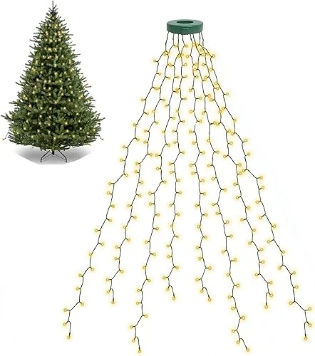 BOLWEO Christmas Tree Lights, 280LED Christmas Lights for Tree 8 Modesfor 6ft-7ft Christmas Tree, UL Certified Indoor Outdoor Christmas Decorations 8 * 6.6ft Drops Warm White