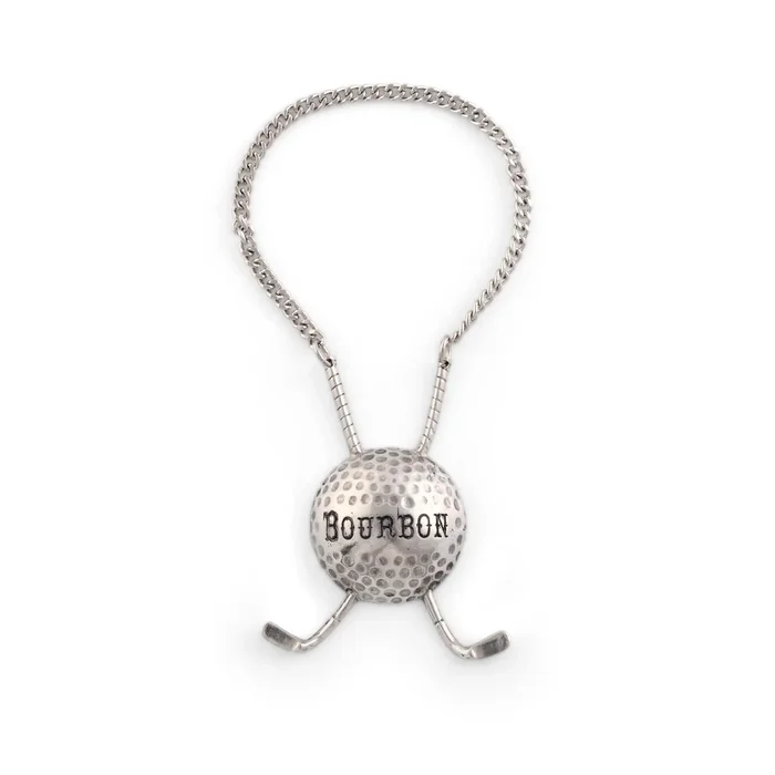 Bourbon Pewter Golf Ball Decanter Tags
