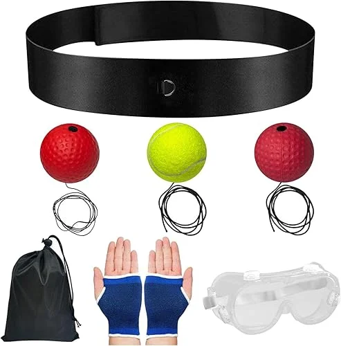 Box-bollen Game, Interactive Boxing Reflex Ball Set, Adjustable Headband for Punching Practice for Reflex, Timing, Accuracy, foc-us Hand Eye Coordination Training for Boxing