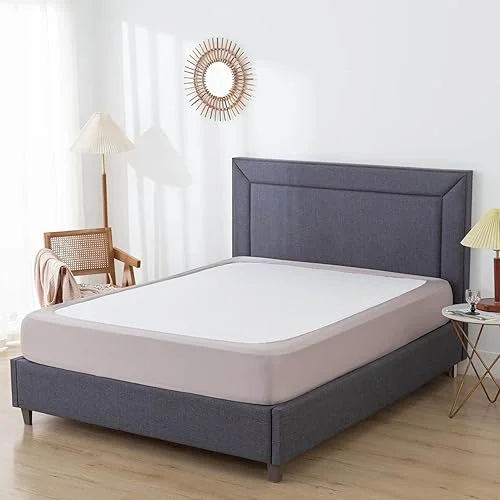 Box Spring Cover Queen Size, 4 Way Stretch Smooth and Elastic Wrap Around Band 4 Sides Bed Skirt for Hotel & Home – Queen, Light Grey