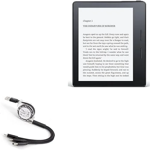 BoxWave Cable Compatible with Kindle Oasis (1st Gen 2016) – AllCharge miniSync, Retractable, Portable USB Cable for Kindle Oasis (1st Gen 2016) – Jet Black