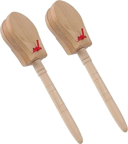 BQLZR Wooden Castanet Clapper w/Handle for Musical Percussion Musical Instruments Pack of 2 8.46’x2.01’x0.91′ (LxWxT)