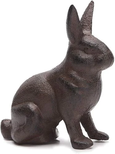 BRASSTAR Cast Iron Rabbit Statue Garden Lawn Home Office Desk Decor Paperweight Collection Bunny Figurine Animal Lover Gift PTWQ011