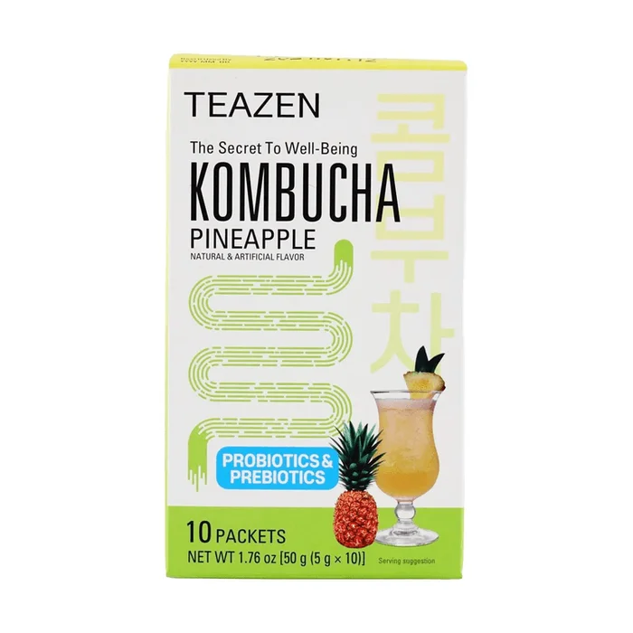 【BTS Favorite】Pineapple Kombucha Drink Mix – Probiotic Health Beverage, 10 Packets* 0.17oz