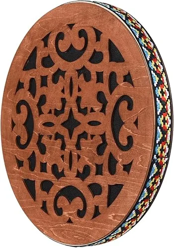 Btuty Ocean Drum Ethnic Percussion Instrument Onomatopoeic Music Portable Hand Drum Instrument Sound Therapy Relaxing Water Sound Birch Wooden Drum for Performance Accompaniment