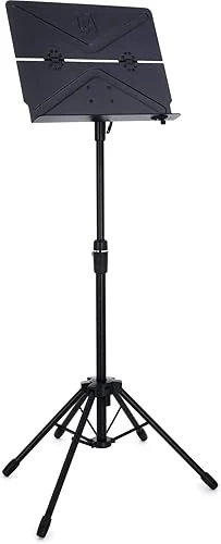 BULLHEAD: Pro Performance/Studio Music Stand – Featuring a Sturdy 5 Leg design for Unmatched Stability On Stage/In Studio – Portable and Folding Universal Stand – Holds Sheet Music, Laptop, Tablet