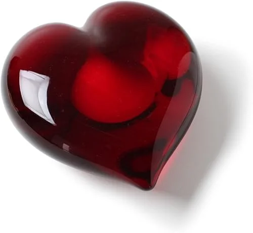 Cá d'Oro Big Red Heart Glass Paperweight Hand Blown Murano-Style Art Glass