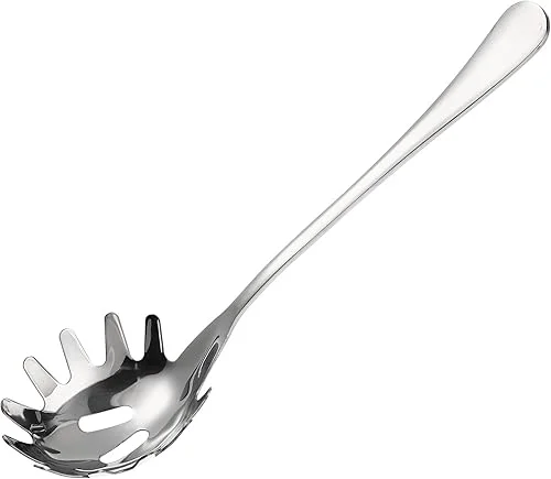 Cabilock Stainless Steel Spaghetti Server Spoon with Teeth Kitchen Noodle Scoop Dumpling Serving Claw Pasta Fork Server Ice Cube Transfer Spoon for Home Restaurant Bar