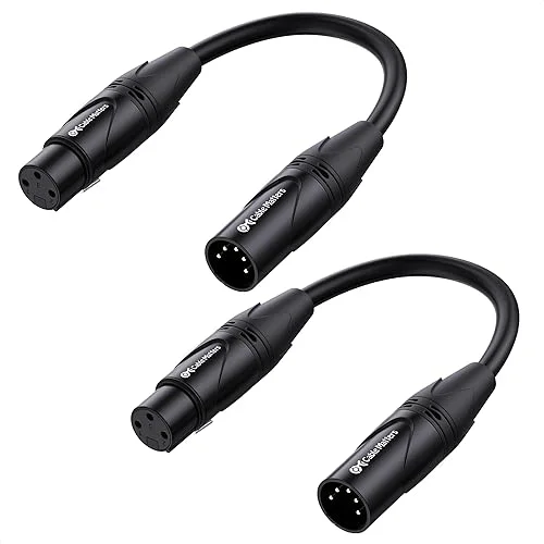 Cable Matters 2-Pack 5 Pin to 3 Pin DMX Lighting Cable – 6 Inches, 5Pin Male to 3Pin Female XLR/DMX Adapter Cable, Black