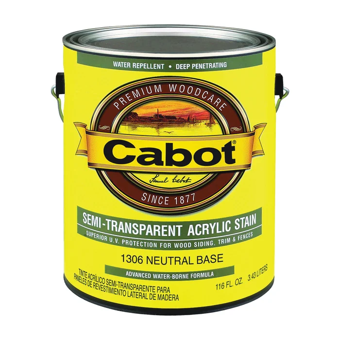 Cabot 140.0001306.007 Semi Transparent Stain, Neutral Base, Liquid, Oil Base, 1 gal