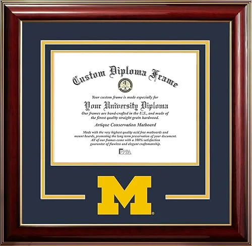 Campus Images University of Michigan Wolverines 11w x 8.5h Classic Spirit Logo Diploma Frame, Mahogany