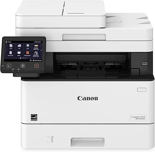 Canon imageCLASS MF455dw – Monochrome Duplex, Wireless All-in-One Laser Printer with Scanner, Copier and Fax, Auto Document Feeder, Mobile Ready, 3 Year Warranty, 40 PPM, White