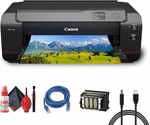 Canon imagePROGRAF PRO-1100 Professional 17′ Wireless Inkjet Photo Printer (6856C002) + Cleaning Kit + Printer Cable + Ethernet Cable
