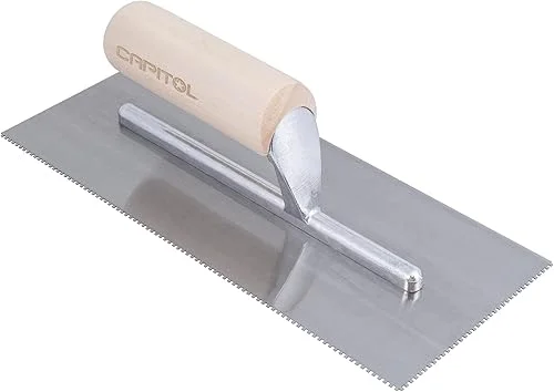 Capitol 115110 Professional Flooring Adhesive Trowel-1/16” x 1/16” x 1/16” Square-Notch, Silver/Light Wood