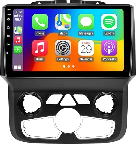Car Stereo Radio for Dodge RAM 2013 2014 2015 2016 2017 2018 1500 2500 3500 Automatic AC, 9 inch Touch Screen Radio with Wireless CarPlay Android Auto Bluetooth GPS Navigation,2G Ram 32G ROM