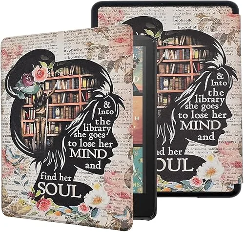 Case for All-New Kindle Paperwhite 12th Gen, 2024 and Kindle Colorsoft Signature Edition, Book Lovers Gifts Lightweight PU Leather Protective Cover with Auto Sleep Wake Hand Strap