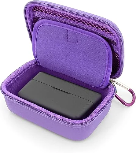 CASEMATIX Travel Case Compatible With DJI Mic 2 Wireless Microphone Kit or Original – Compact Lavalier Microphone Protection to Carry Lav Mic in Charging Case and Small Accessories, Purple