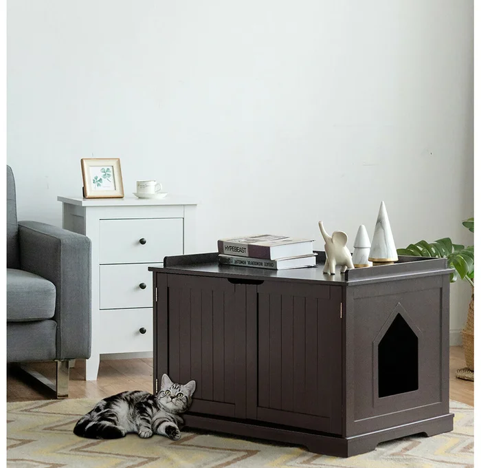 Cat Litter Box Cabinet Storage Bench