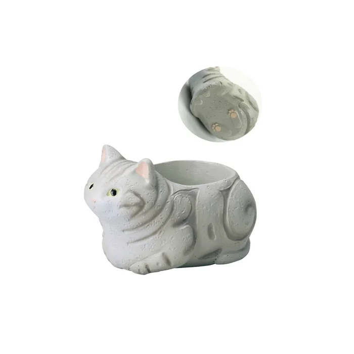 Cat potted succulent non-porous flower pot beautiful short gray