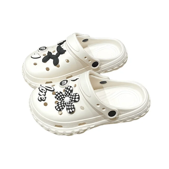 Cave shoes slippers white women's 1 pair size 36-37 summer comfortable soft soled soft elastic worn outside