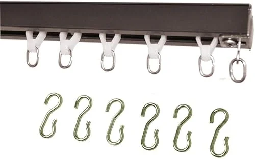 Ceiling Curtain Track Set with Wheeled Carriers and Hooks (10' in 2 Sections-White)